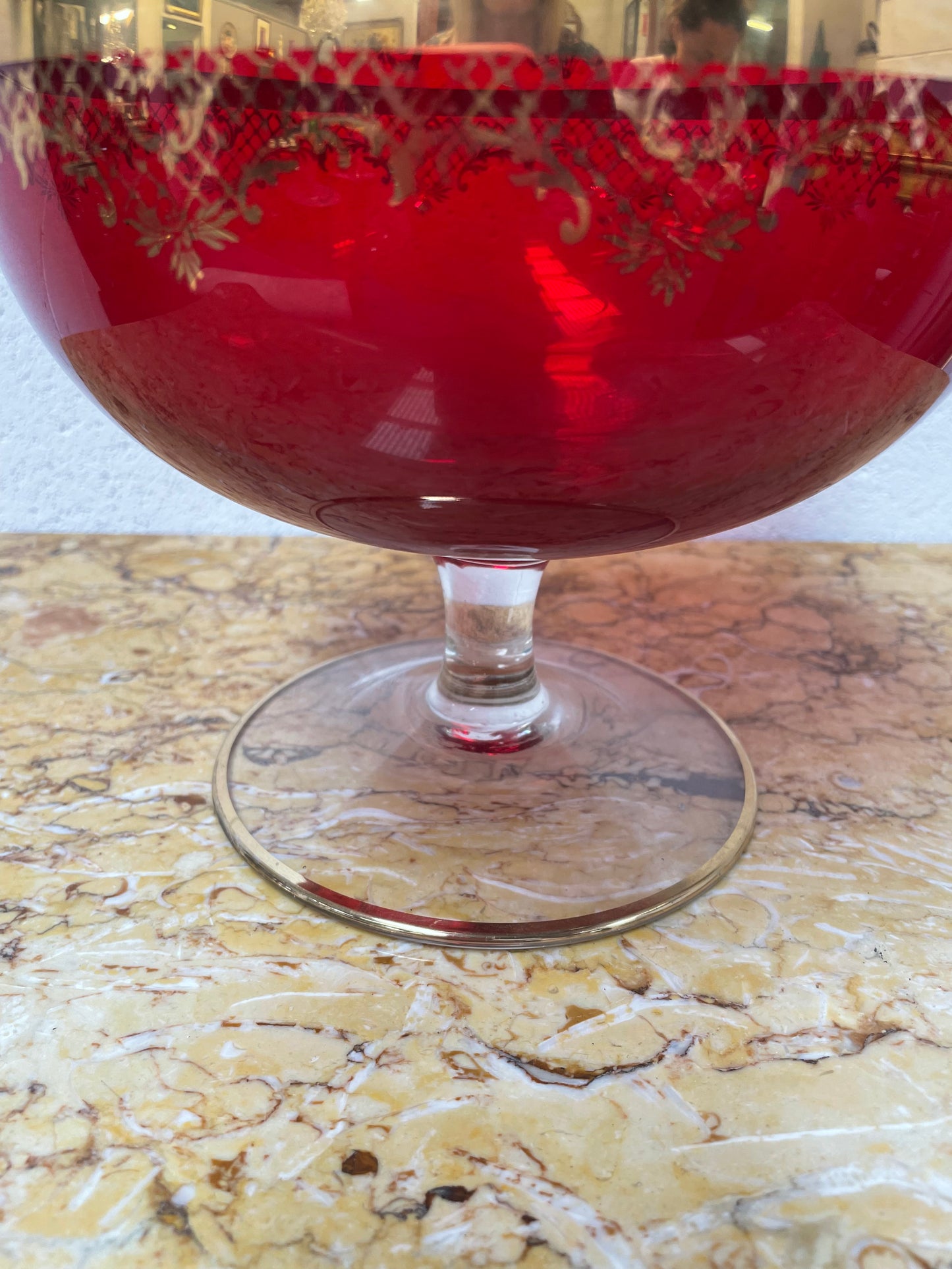 Large Ruby Glass Goblet Vase