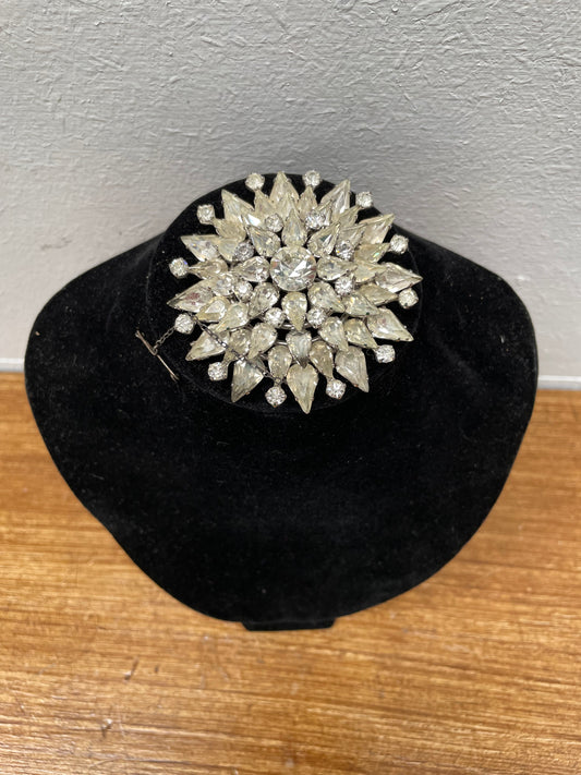 Art Deco Style Snowflake Rhinestone Brooch