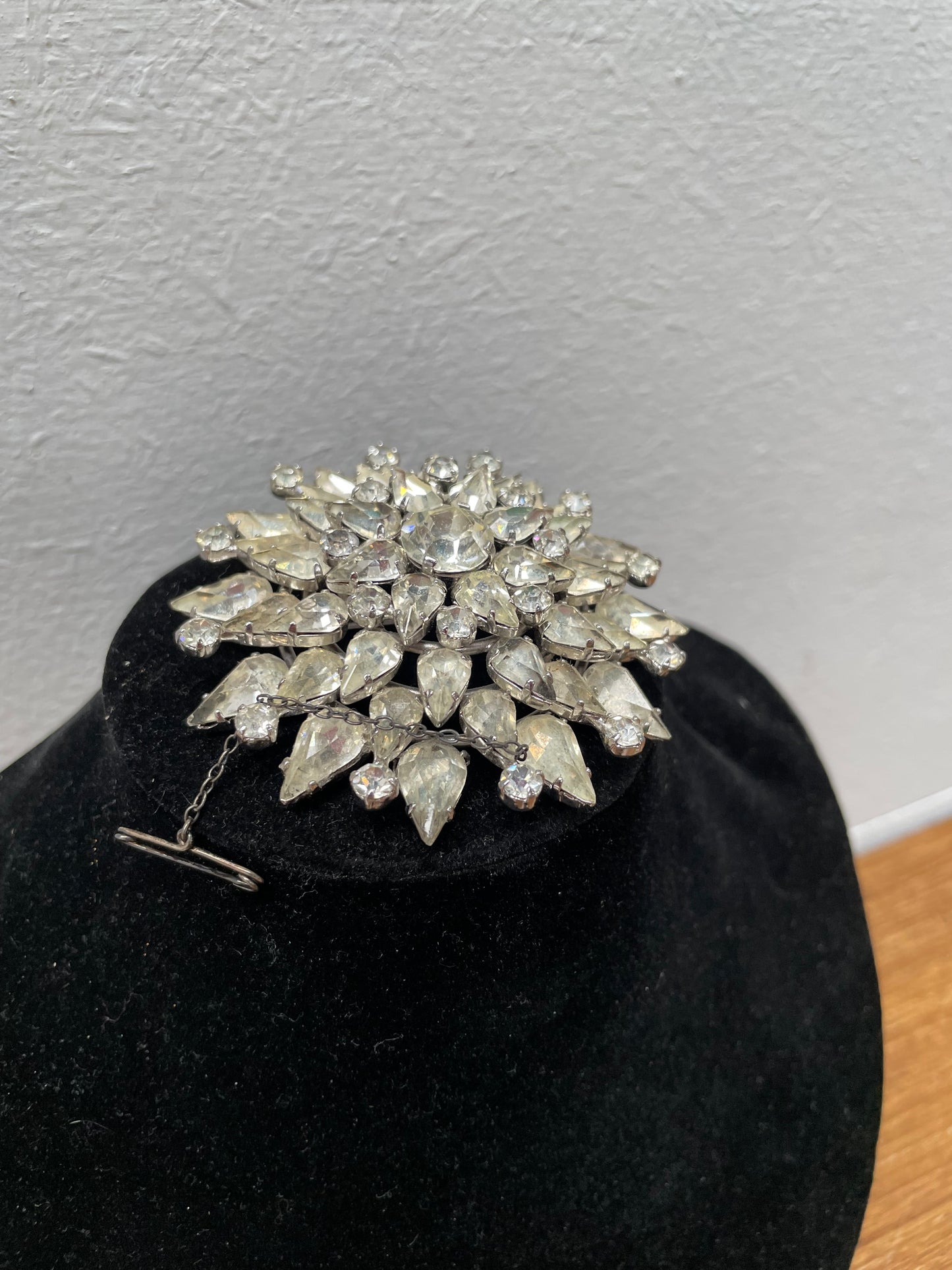 Art Deco Style Snowflake Rhinestone Brooch