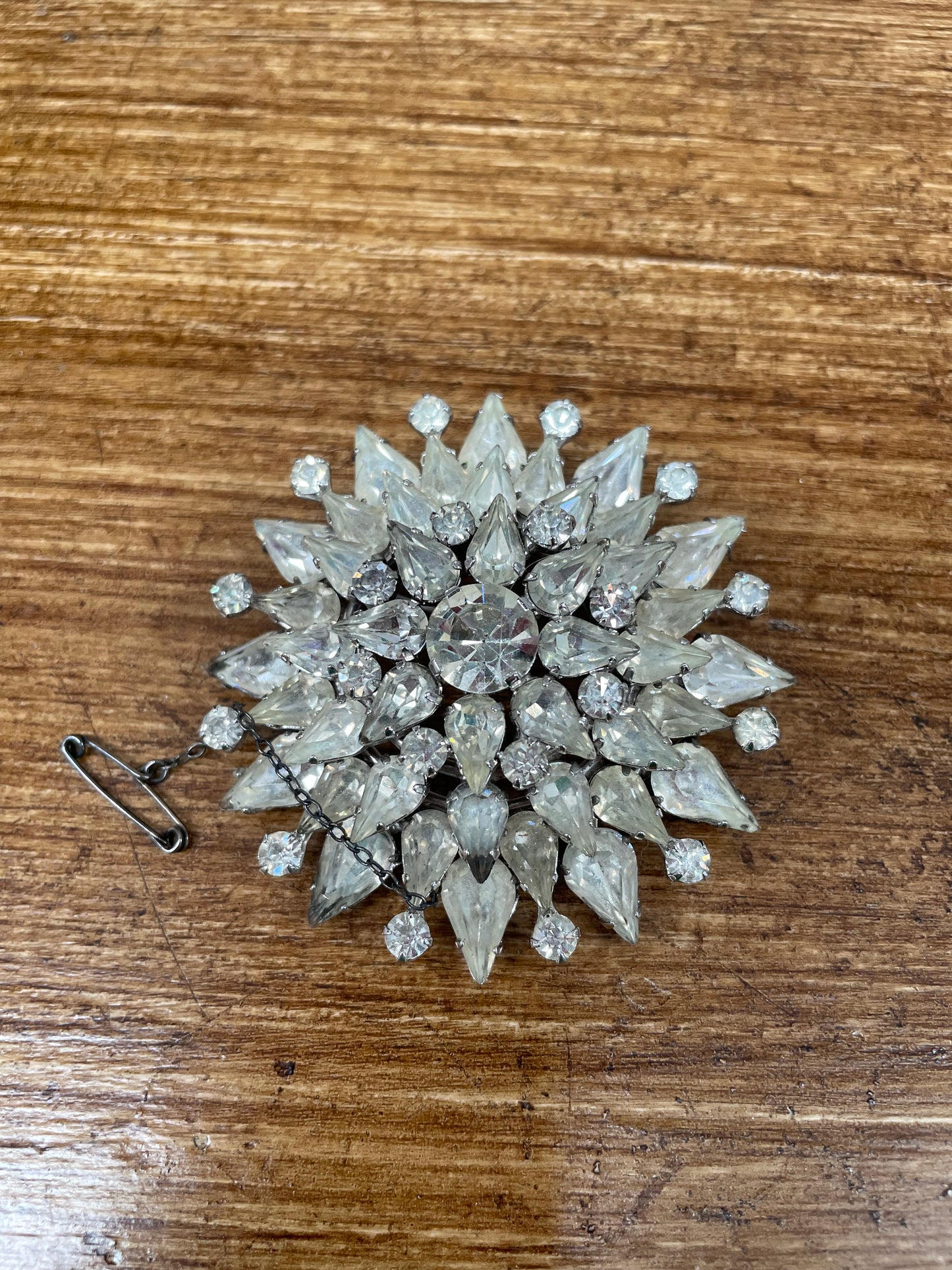 Art Deco Style Snowflake Rhinestone Brooch