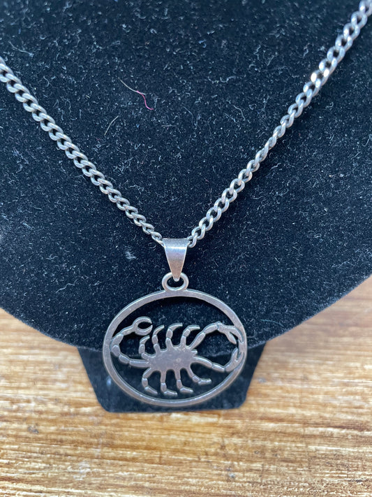 Vintage Silver Mexican Scorpion Pendant & Chain