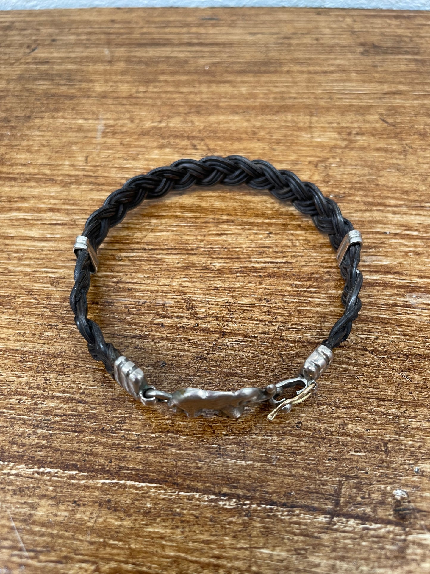 Unusual Vintage Silver And Cane Elephant Bracelet