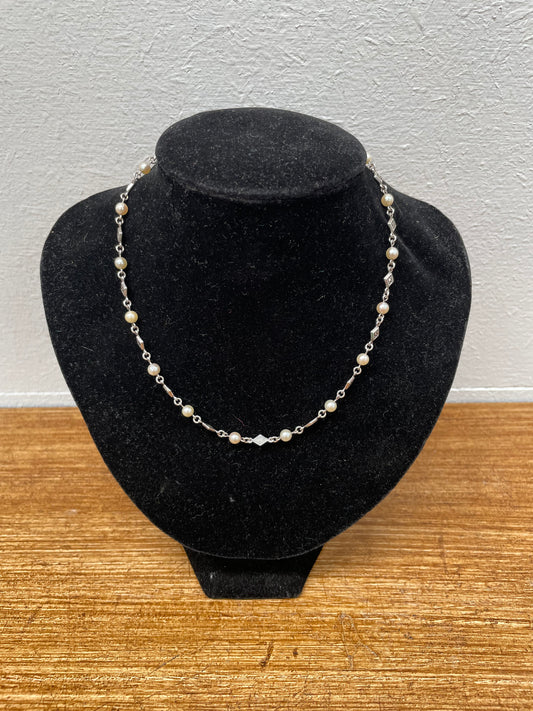 Charming Silver & Cultured Pearl Choker Necklace