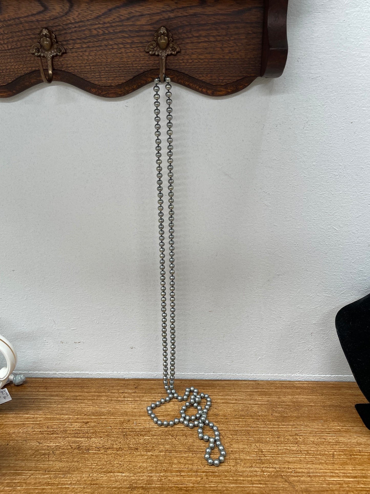 Vintage Opera Length Faux Pearl Glass Bead Necklace