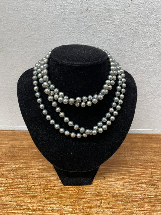 Vintage Opera Length Faux Pearl Glass Bead Necklace