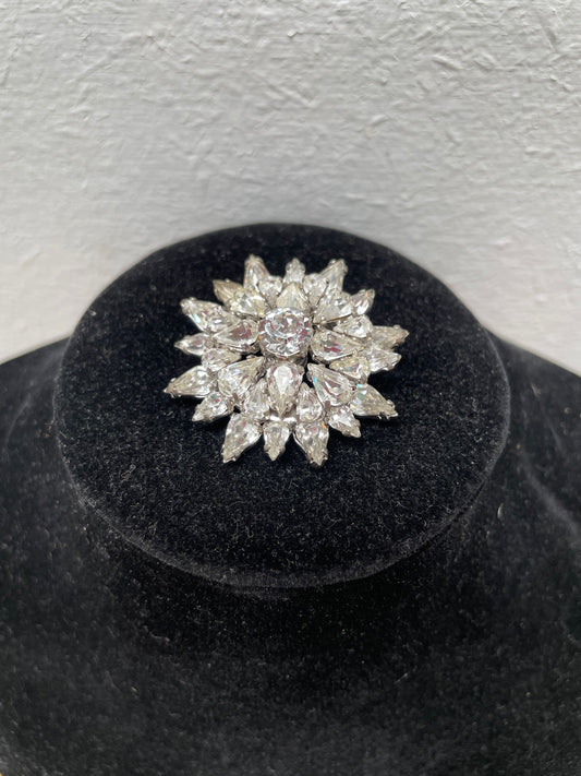 Vintage Art Deco Style Snowflake Rhinestone Brooch