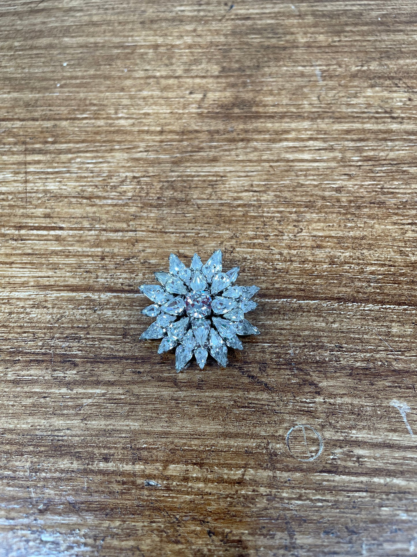 Vintage Art Deco Style Snowflake Rhinestone Brooch