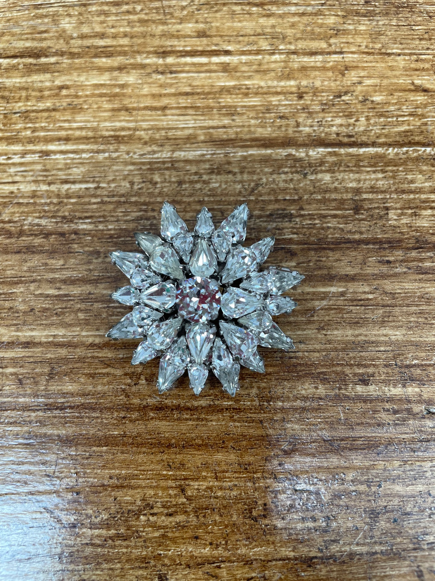 Vintage Art Deco Style Snowflake Rhinestone Brooch