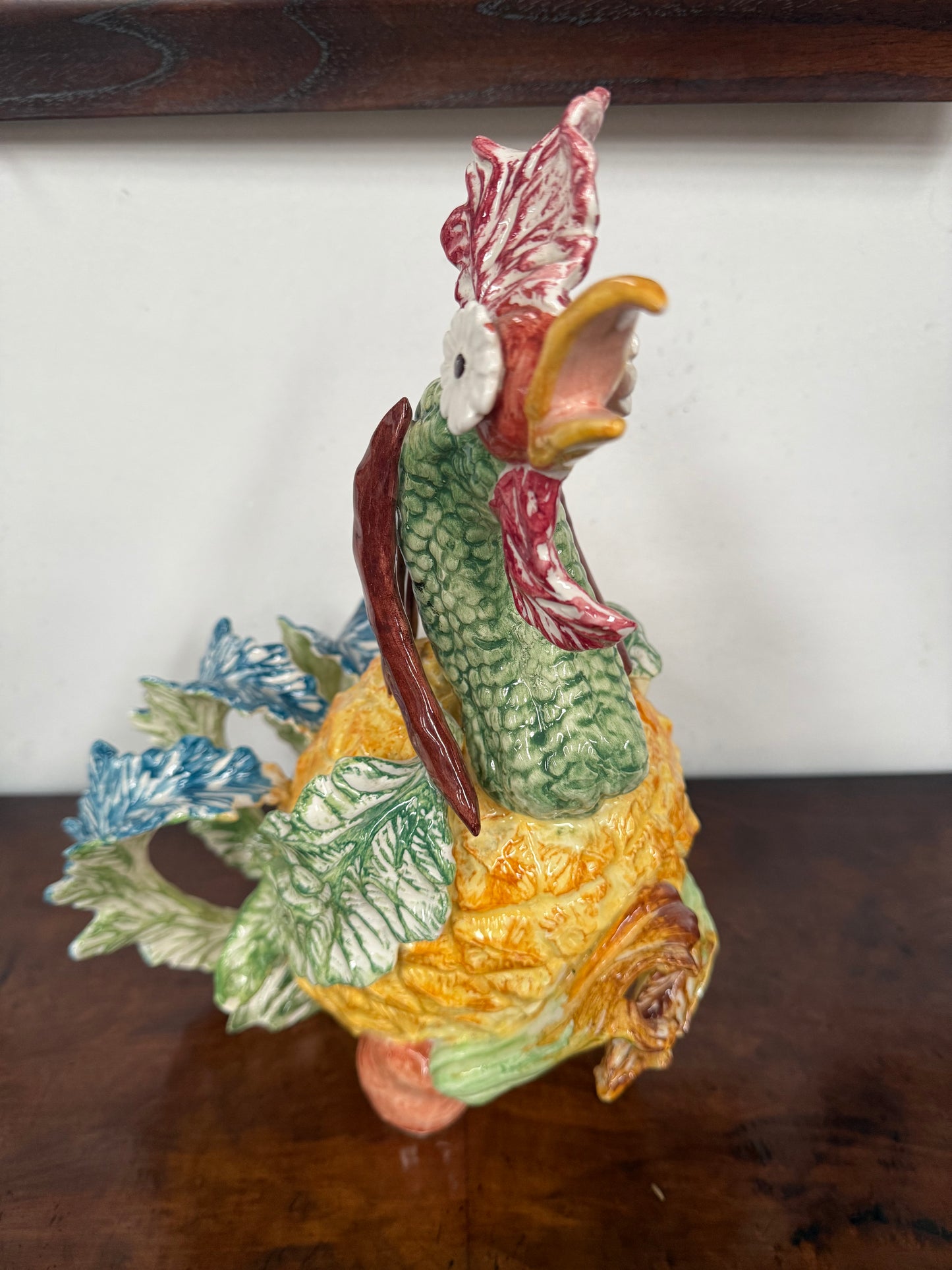 Extraordinary Vintage Italian Hand Painted Majolica Rooster