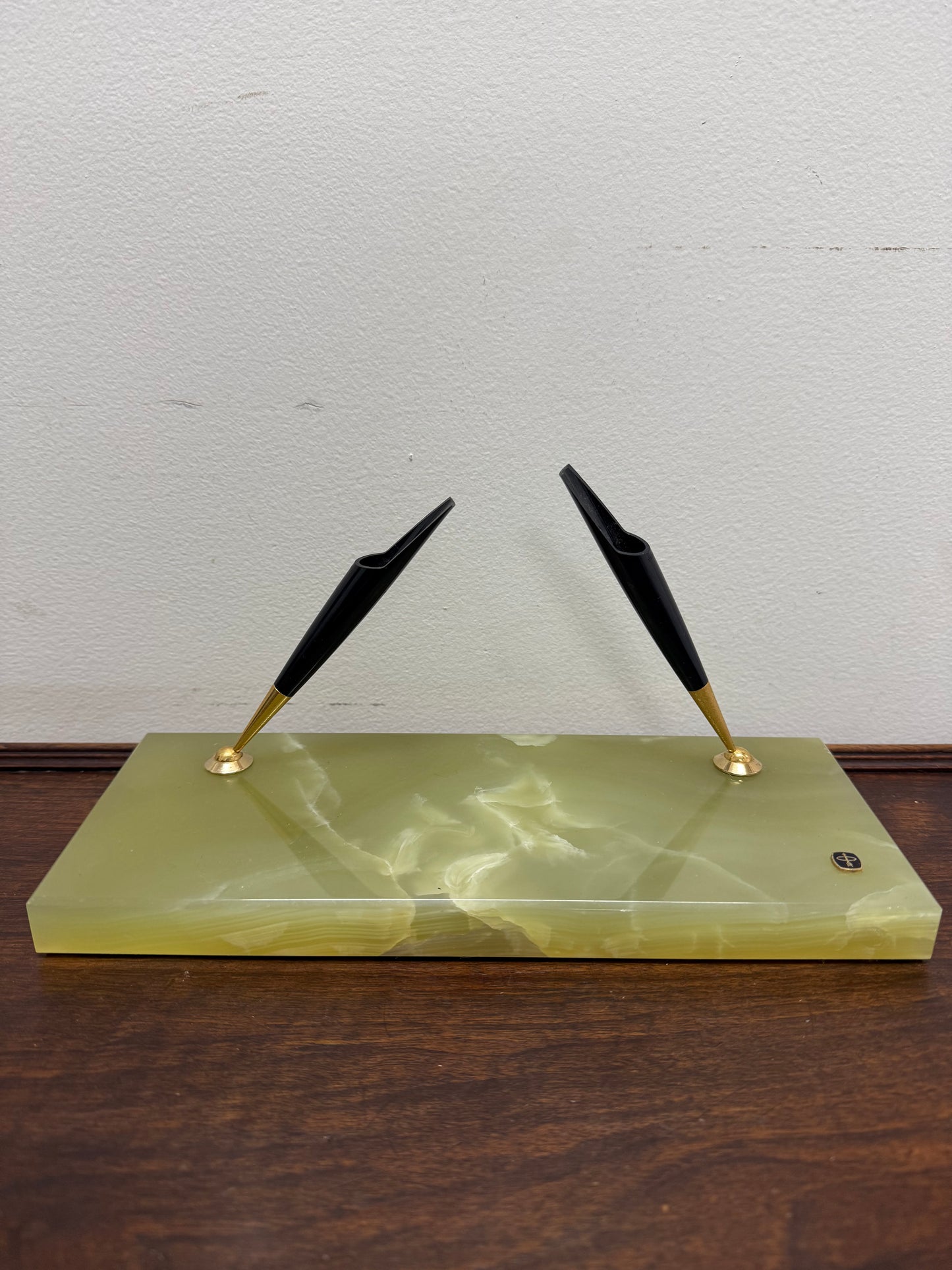 Vintage Onyx Marble Pen Desk Stand