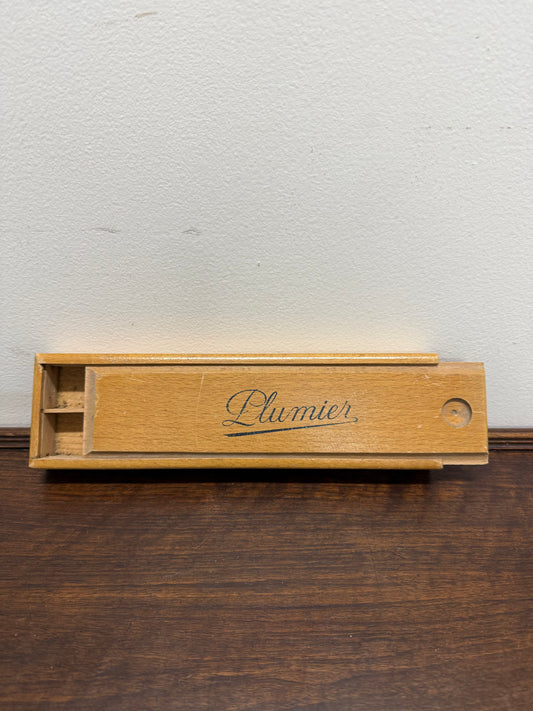 French Silky Oak Wooden Pencil Box