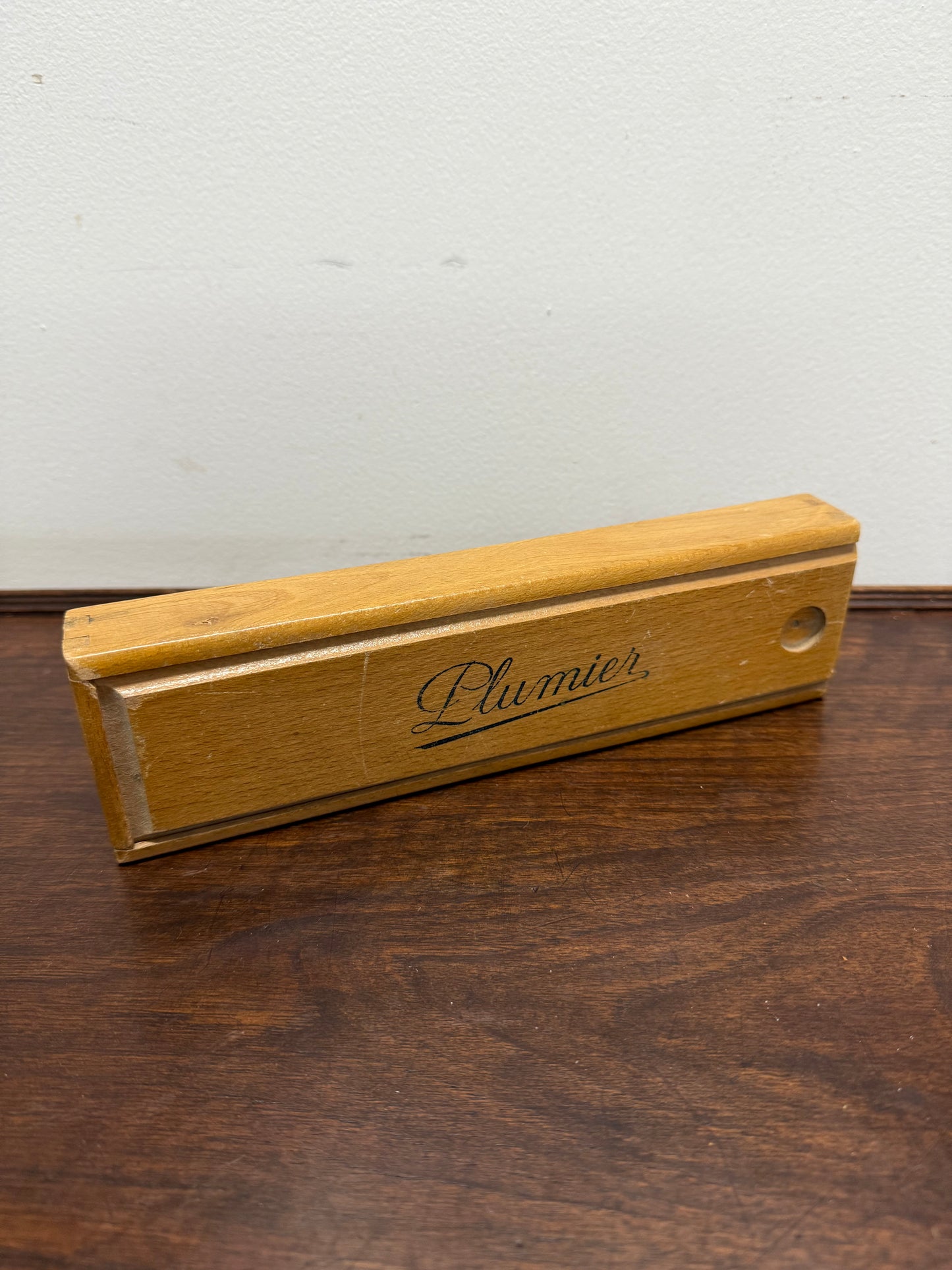 French Silky Oak Wooden Pencil Box