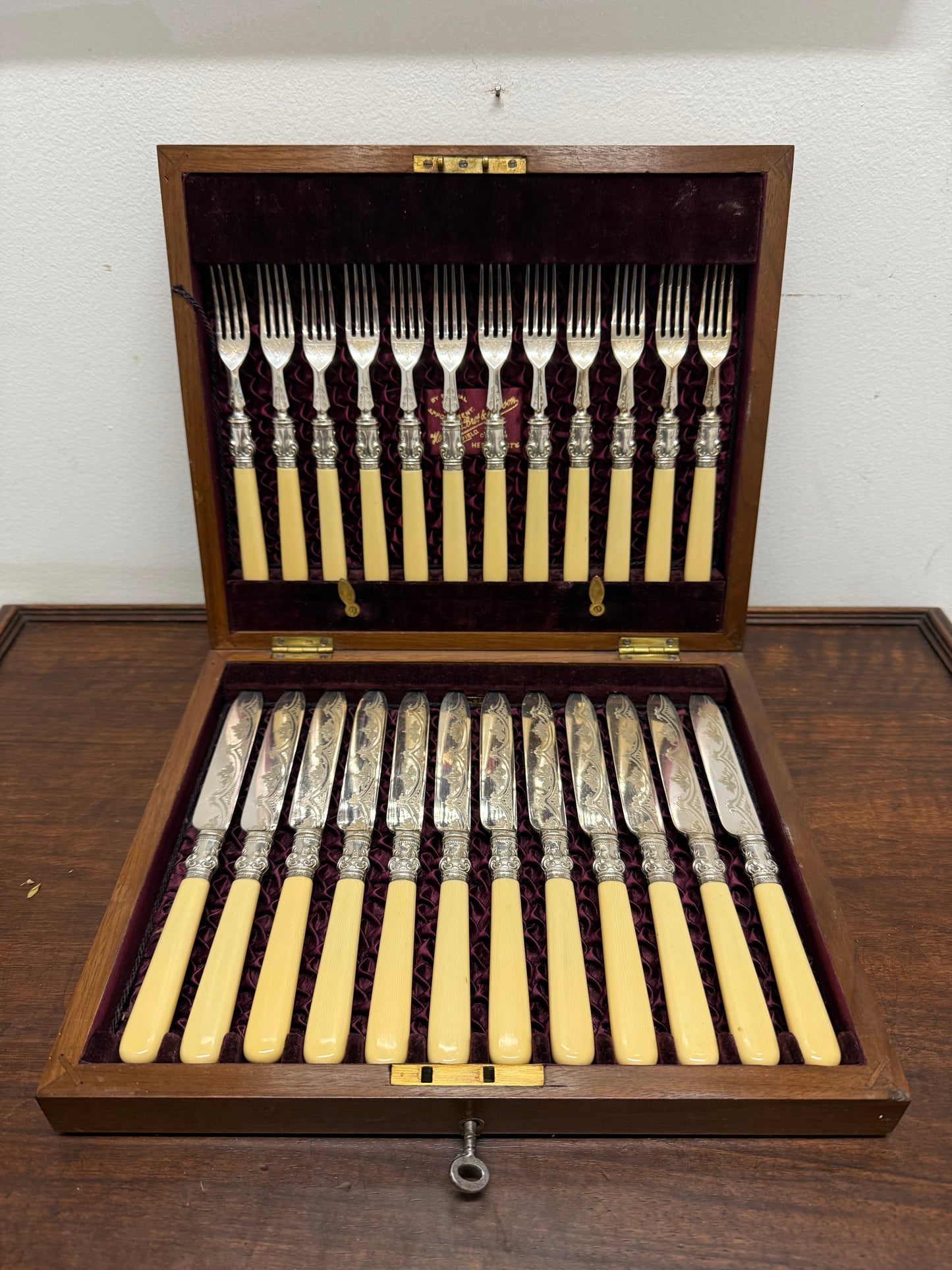 Victorian Boxed Fruit Knife and Forks