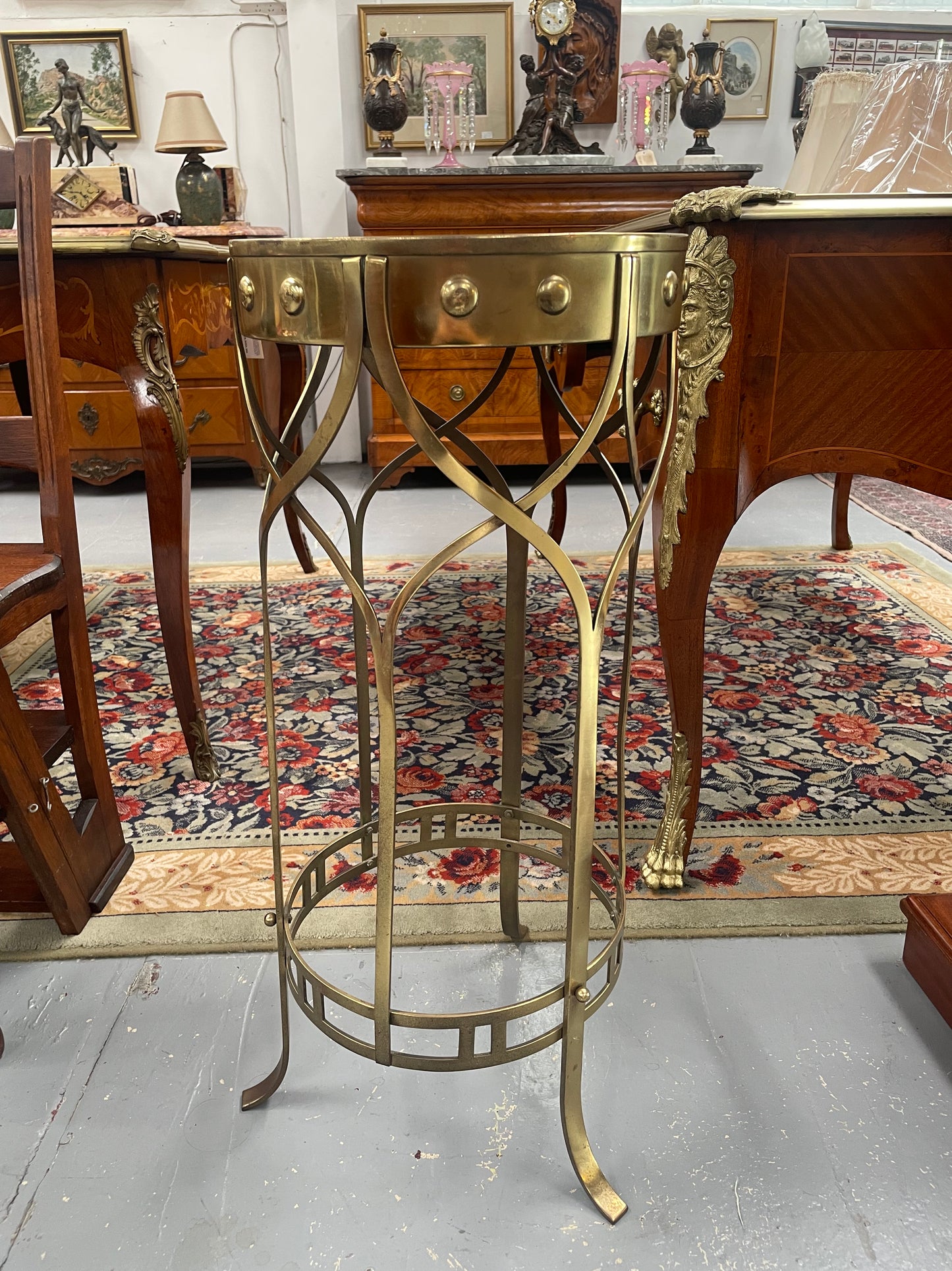 Impressive French Arts & Crafts Tall Brass Planter Stand