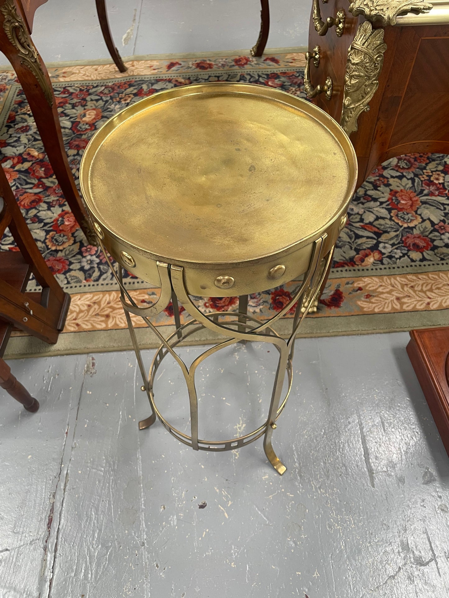 Impressive French Arts & Crafts Tall Brass Planter Stand