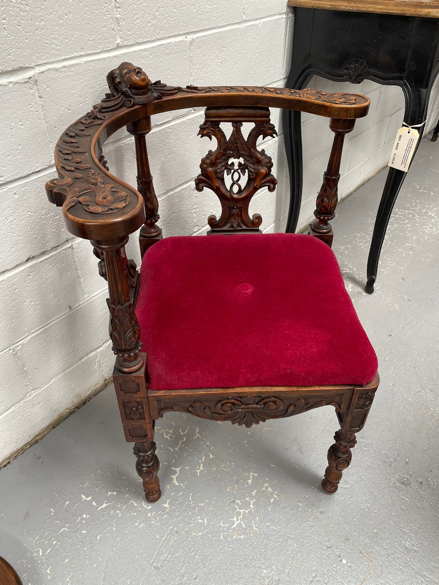 19th Century Upholstered Italian Corner Chair