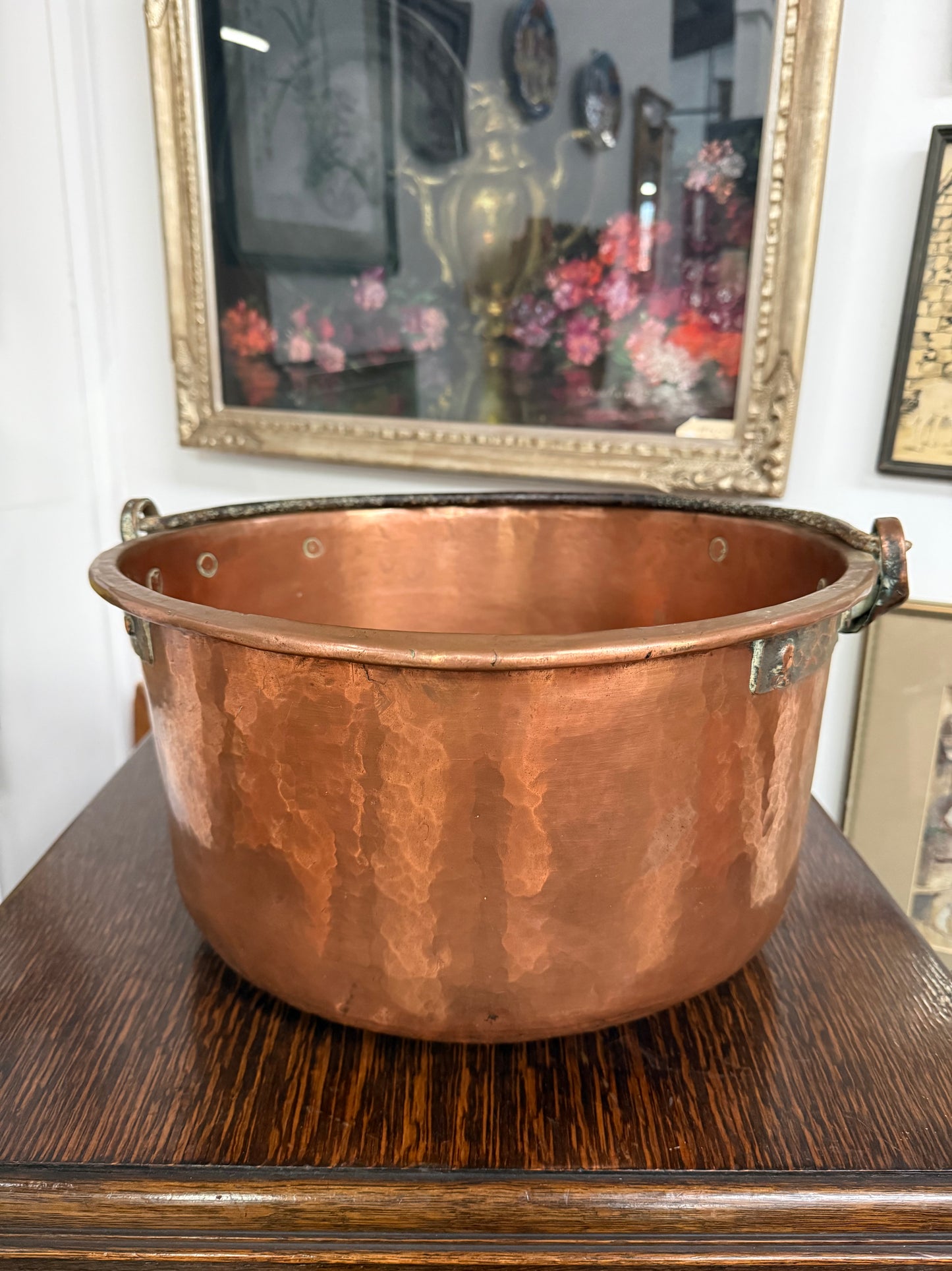 Antique French Copper & Wrought Iron Handmade Preserve Pan/Cauldron