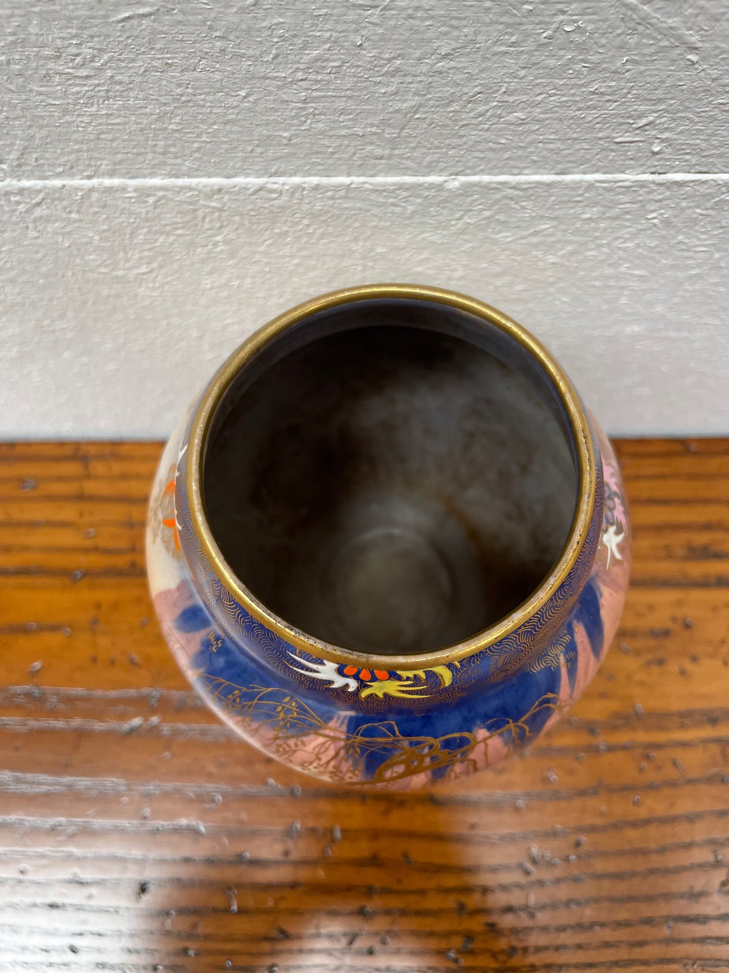 Carlton Ware Hand Painted King Fisher Sketching Bird Vase With Enamel Decoration