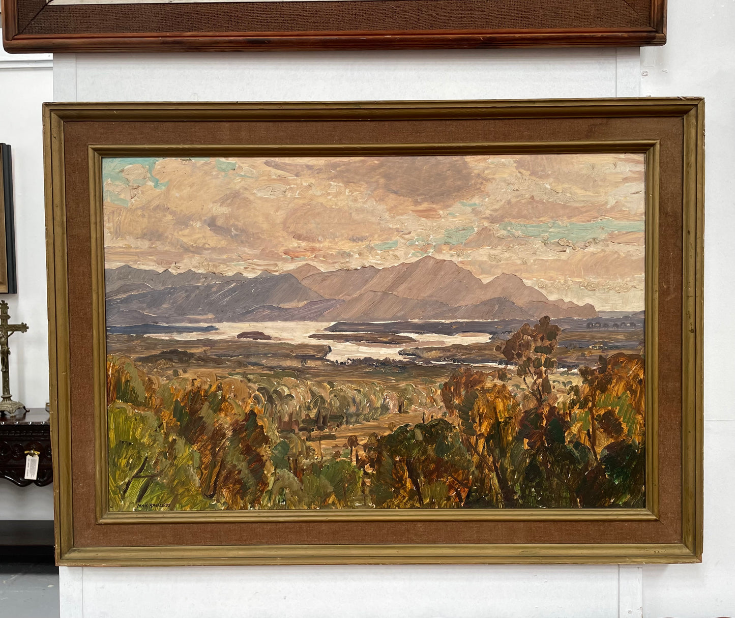 Australian landscape oil on board painting by Max Ragless (1901- 1981). In good original detailed condition and framed making it ready to hang.