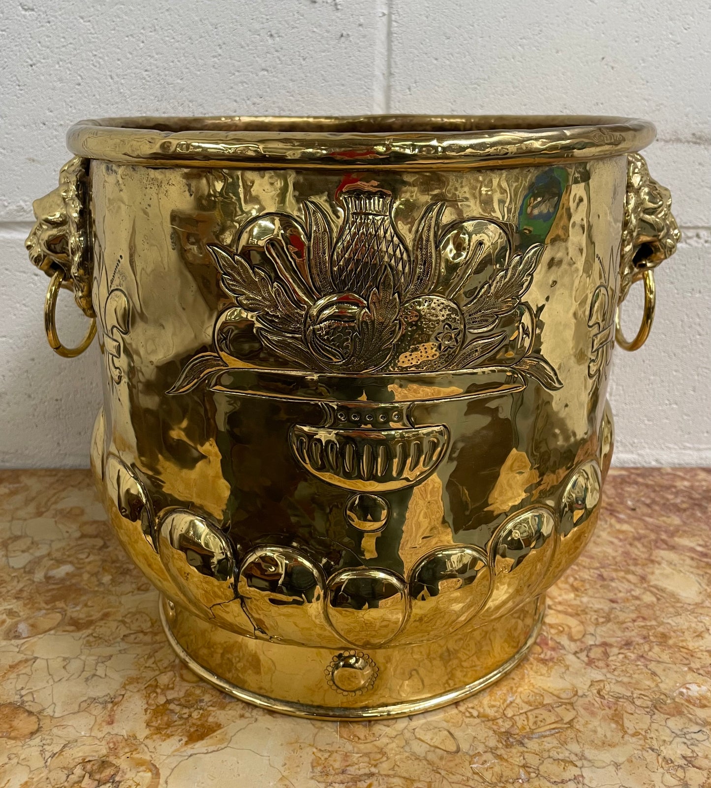 Impressive Large Antique Polished Brass Jardiniere