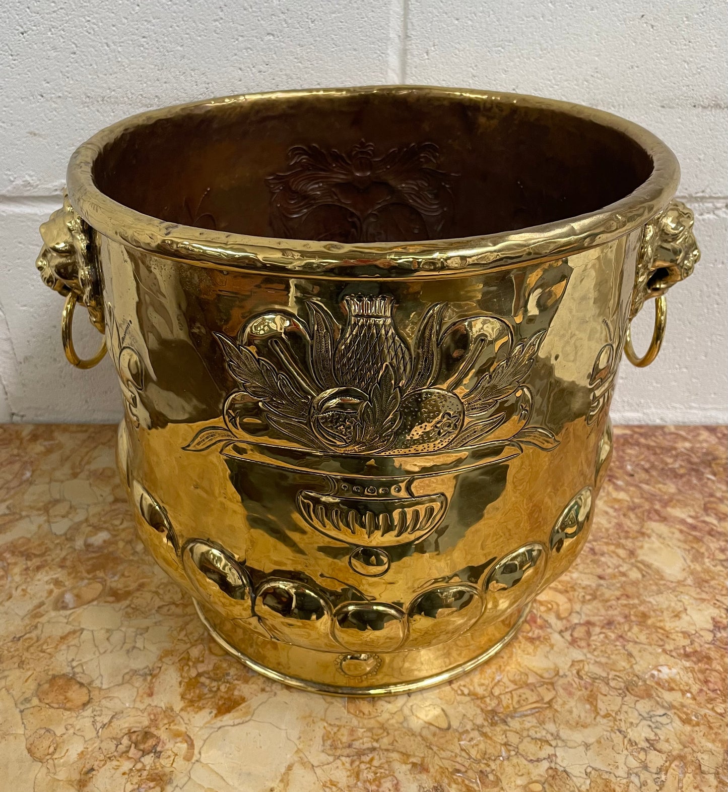 Impressive Large Antique Polished Brass Jardiniere