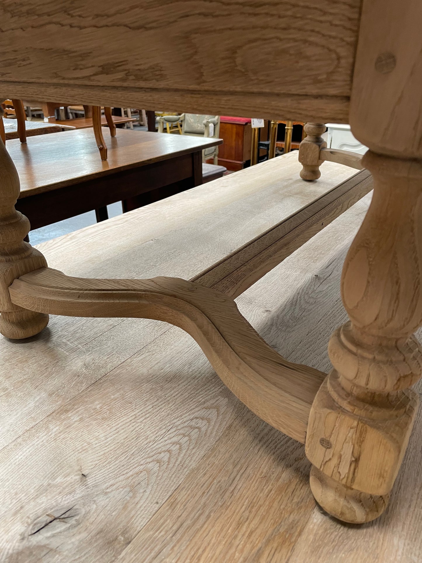 Raw French Oak Coffee Table With Two Drawers