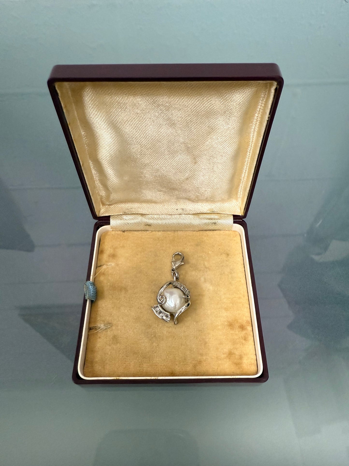 Silver & Mabe Pearl With Zircons Charm