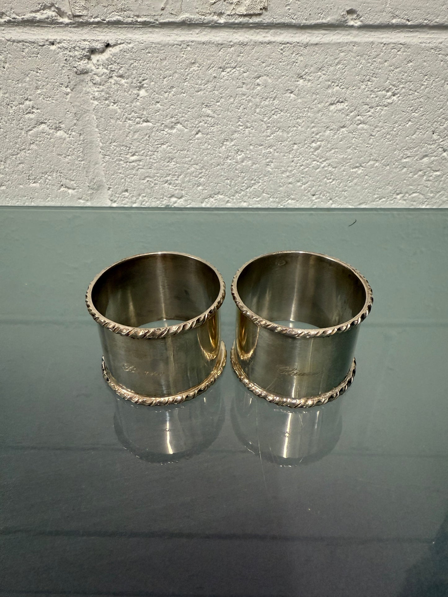 Vintage Pair Silver (800) Serviette Rings