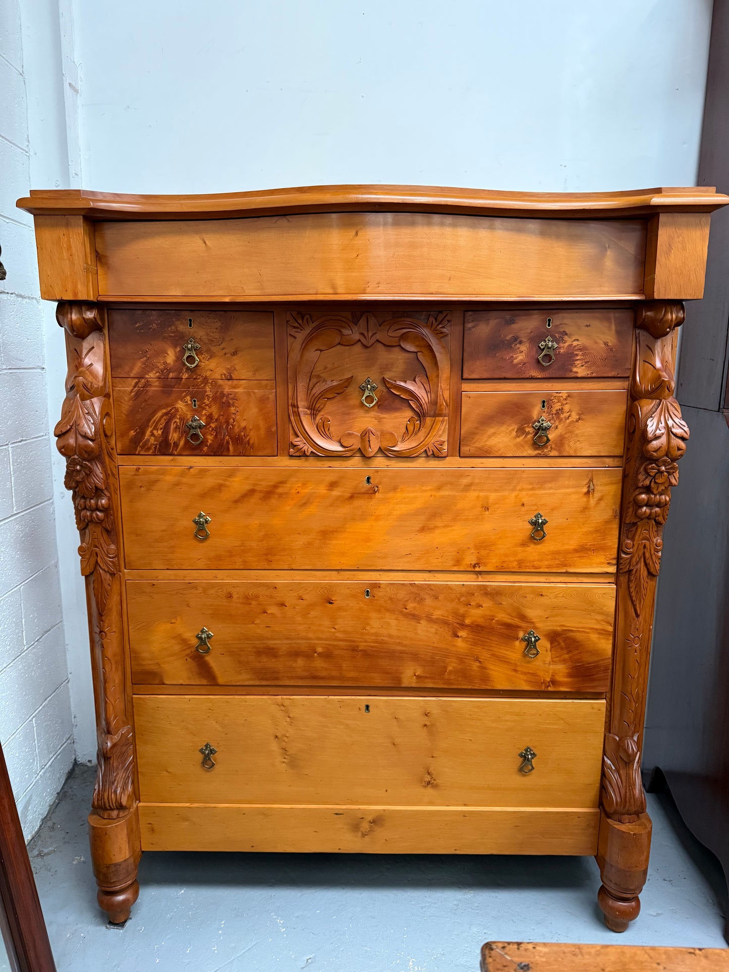 Antique Victorian Huon Pine Bedroom Suite Includes Dressing Table, Wardrobe & Chest of Drawers