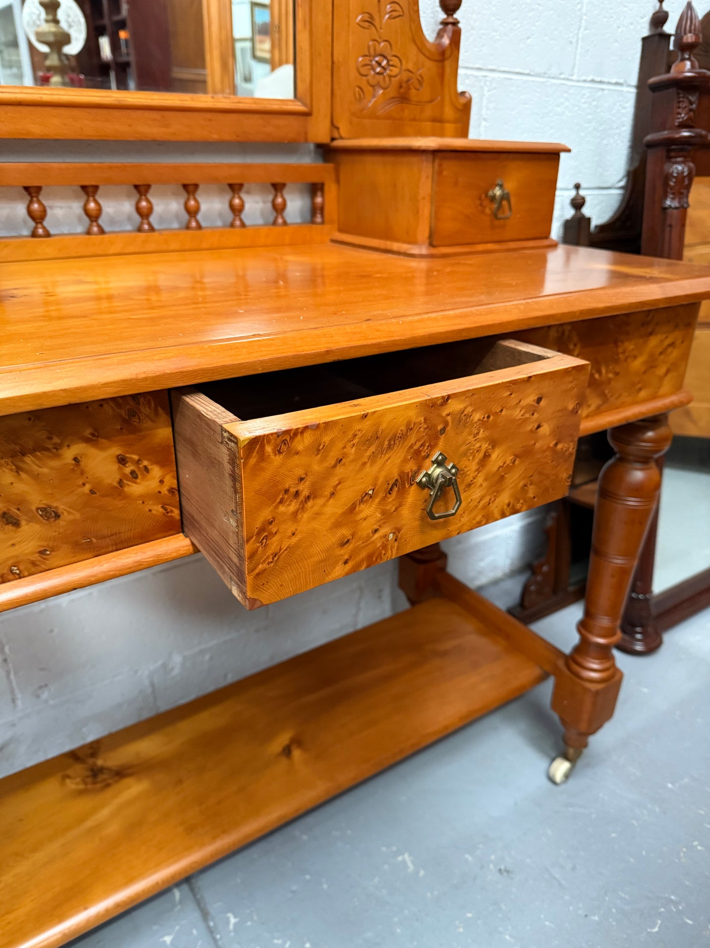 Antique Victorian Huon Pine Bedroom Suite Includes Dressing Table, Wardrobe & Chest of Drawers