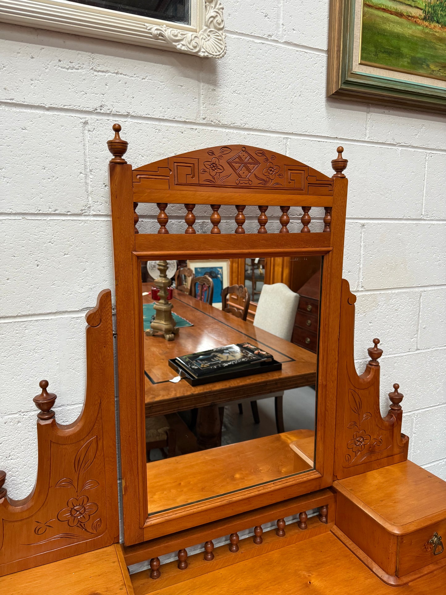 Antique Victorian Huon Pine Bedroom Suite Includes Dressing Table, Wardrobe & Chest of Drawers