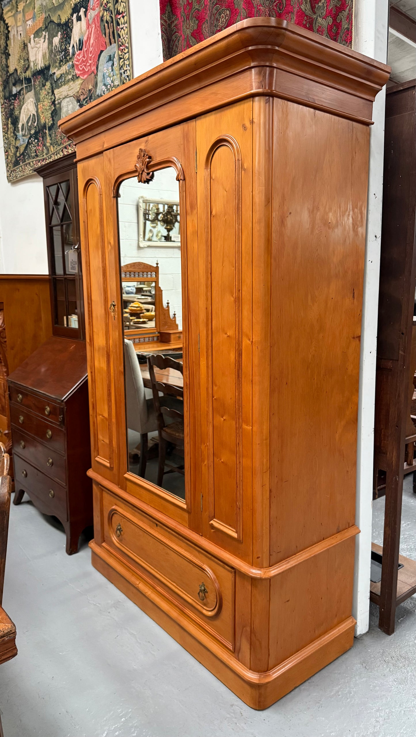 Antique Victorian Huon Pine Bedroom Suite Includes Dressing Table, Wardrobe & Chest of Drawers
