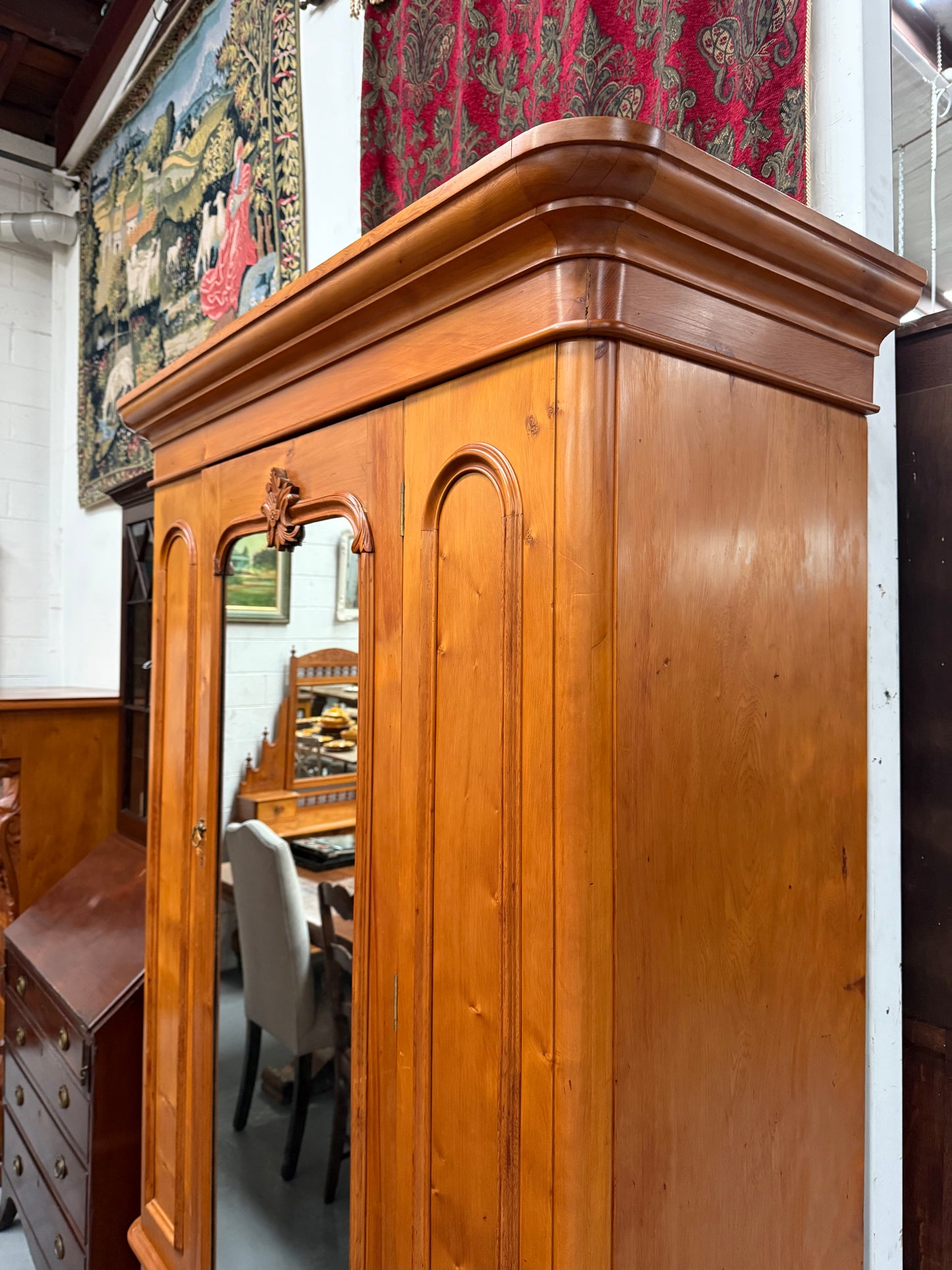 Antique Victorian Huon Pine Bedroom Suite Includes Dressing Table, Wardrobe & Chest of Drawers
