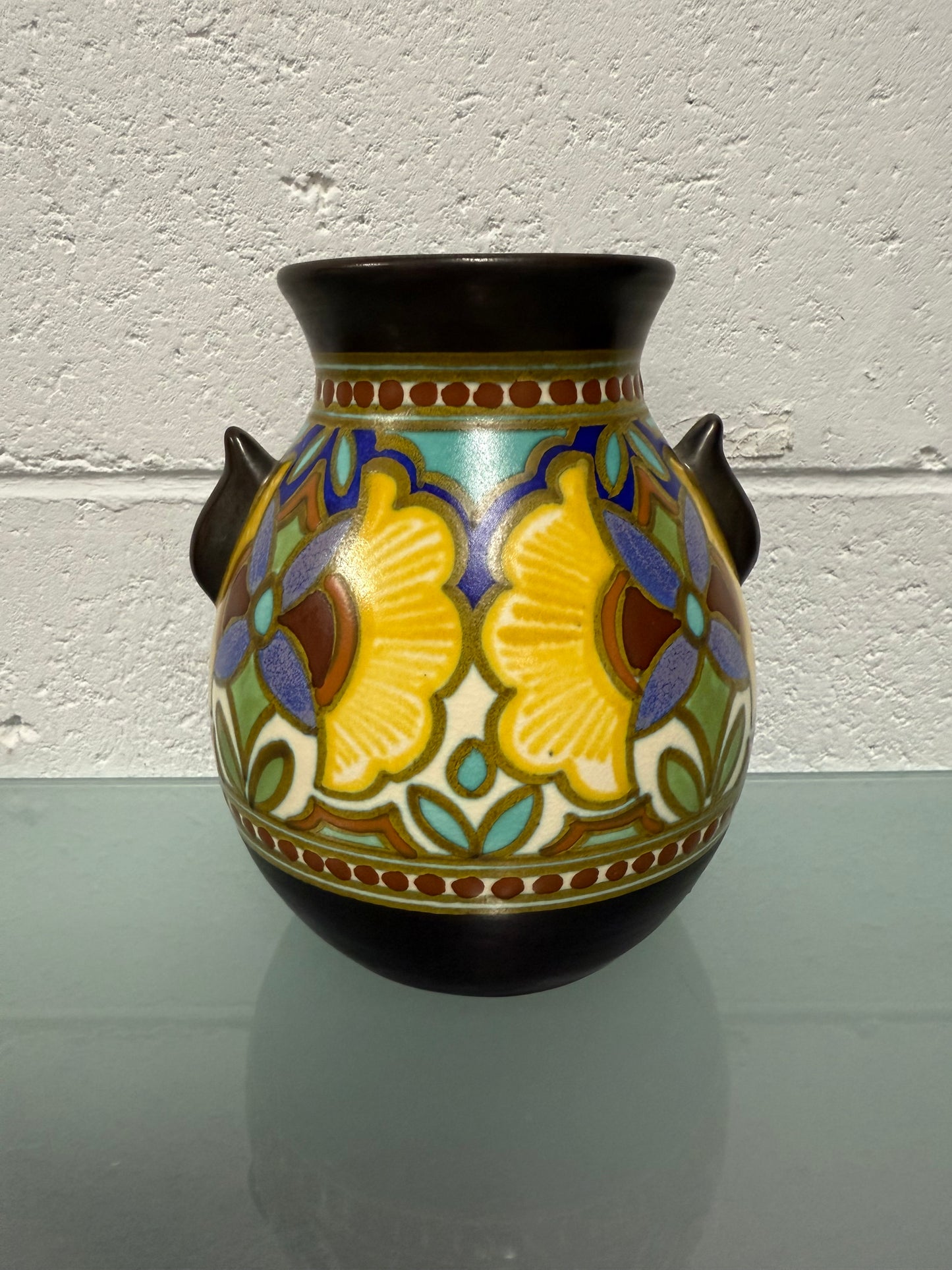 Hand Painted Gouda Vase Signed "Madeleine"