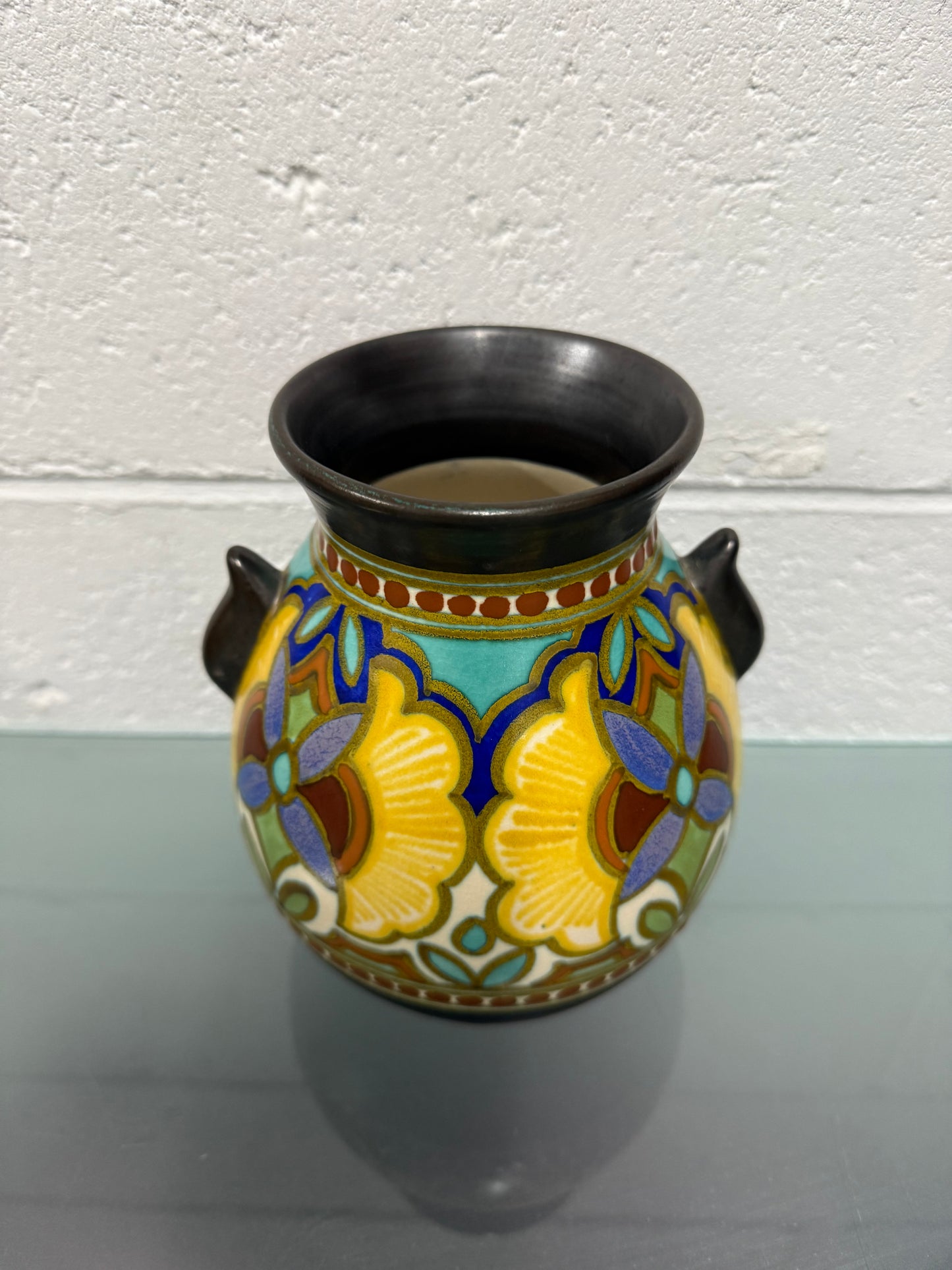 Hand Painted Gouda Vase Signed "Madeleine"