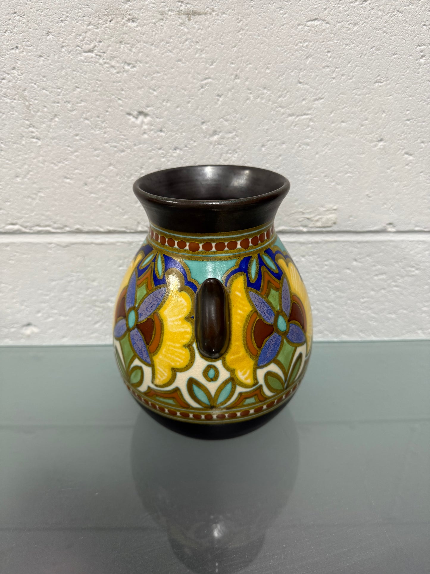 Hand Painted Gouda Vase Signed "Madeleine"