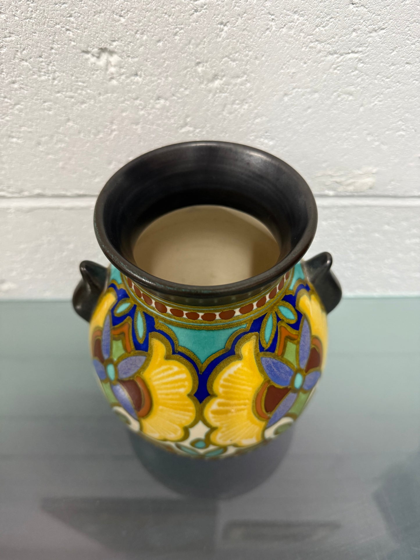 Hand Painted Gouda Vase Signed "Madeleine"