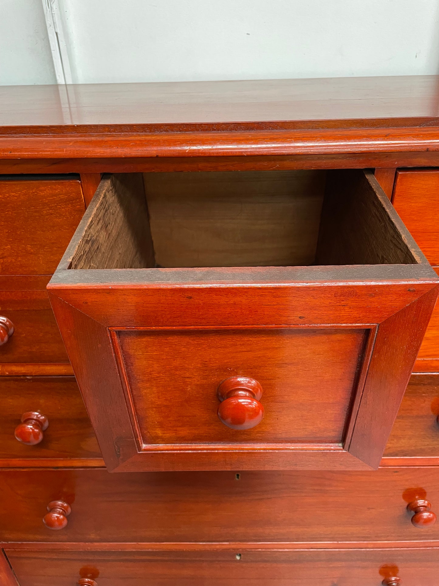Practical Victorian Cedar chest of seven drawers providing plenty of storage. It is in good original condition and has been sourced locally.