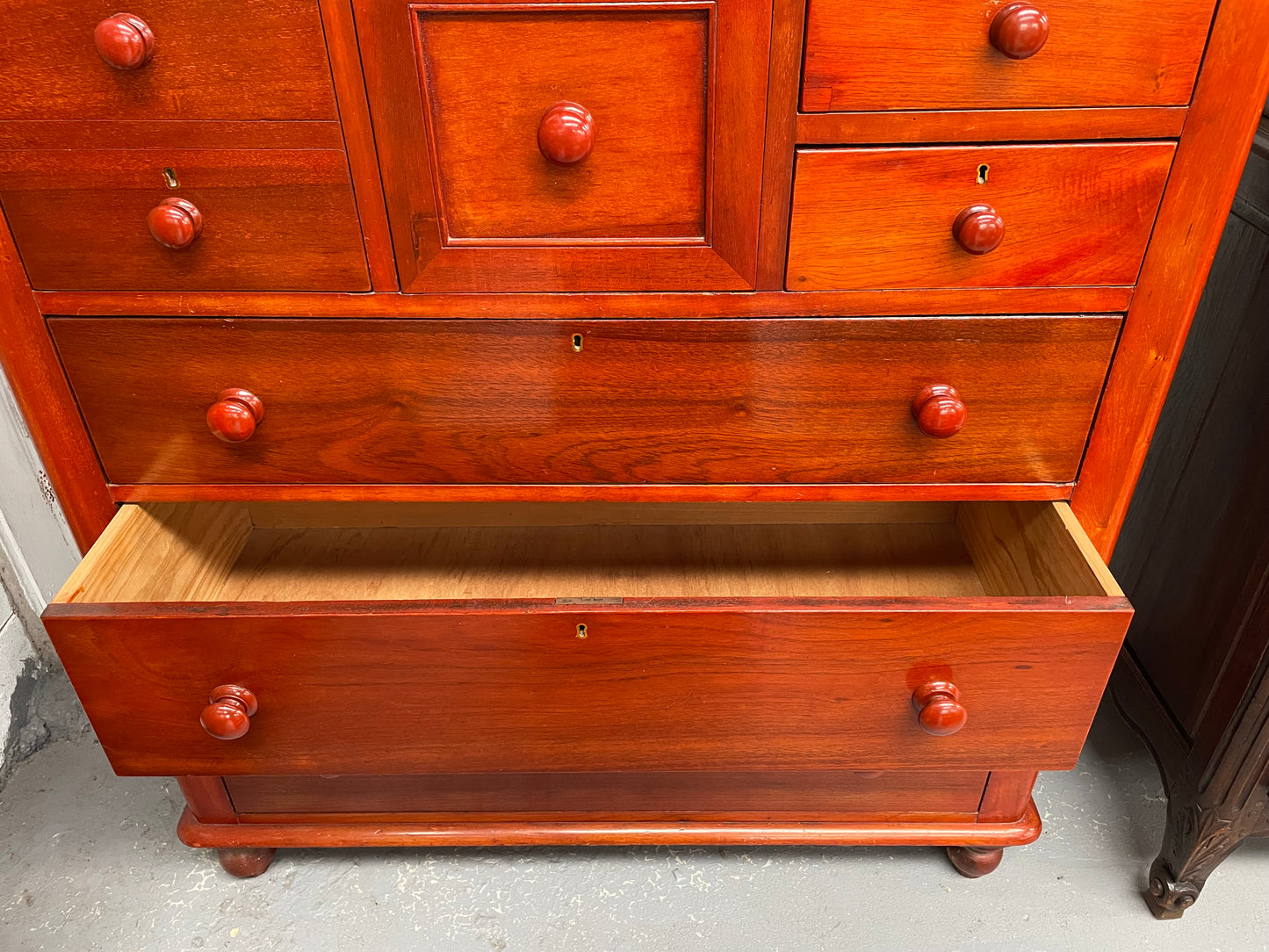 Practical Victorian Cedar chest of seven drawers providing plenty of storage. It is in good original condition and has been sourced locally.