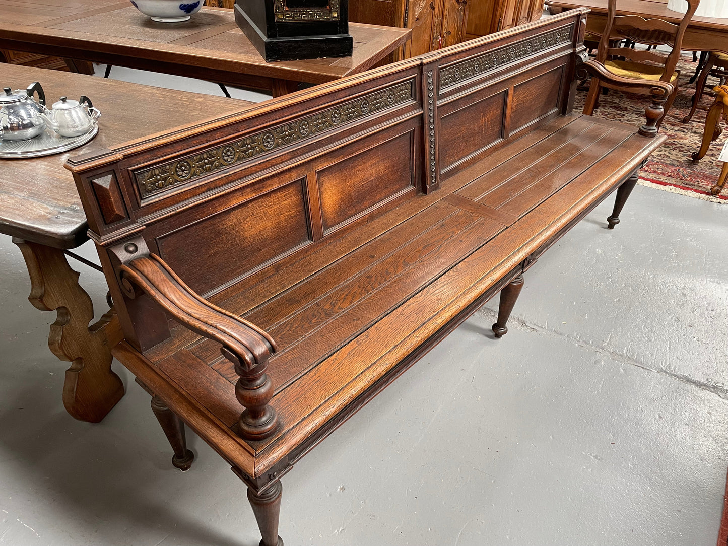 Hard to Find 19th Century French Oak 2.2 Meter Bench Seat