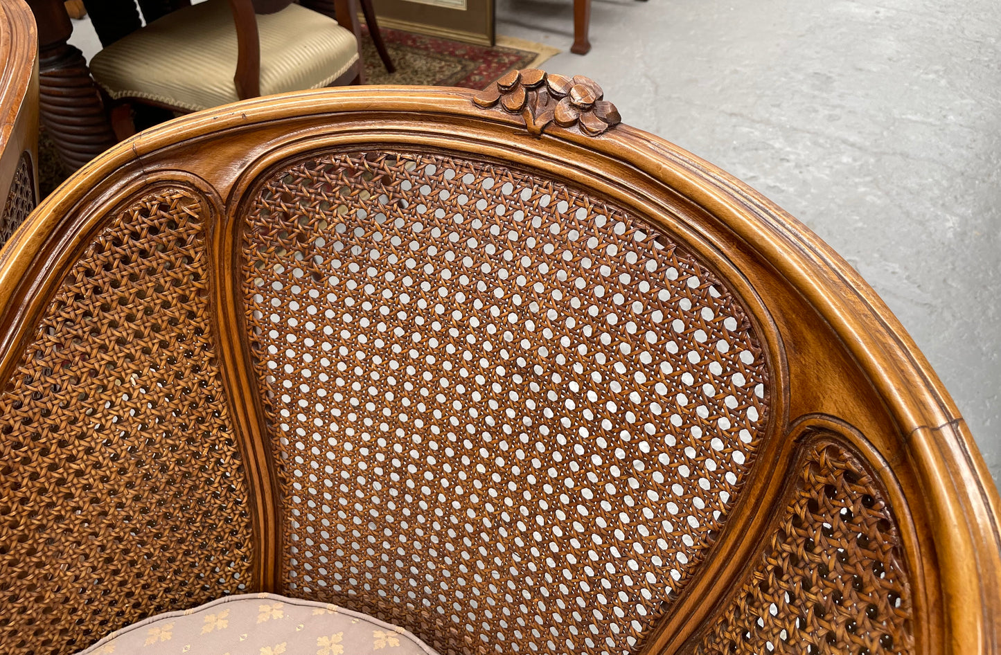 Pair of French Walnut Double Caned Back Chairs