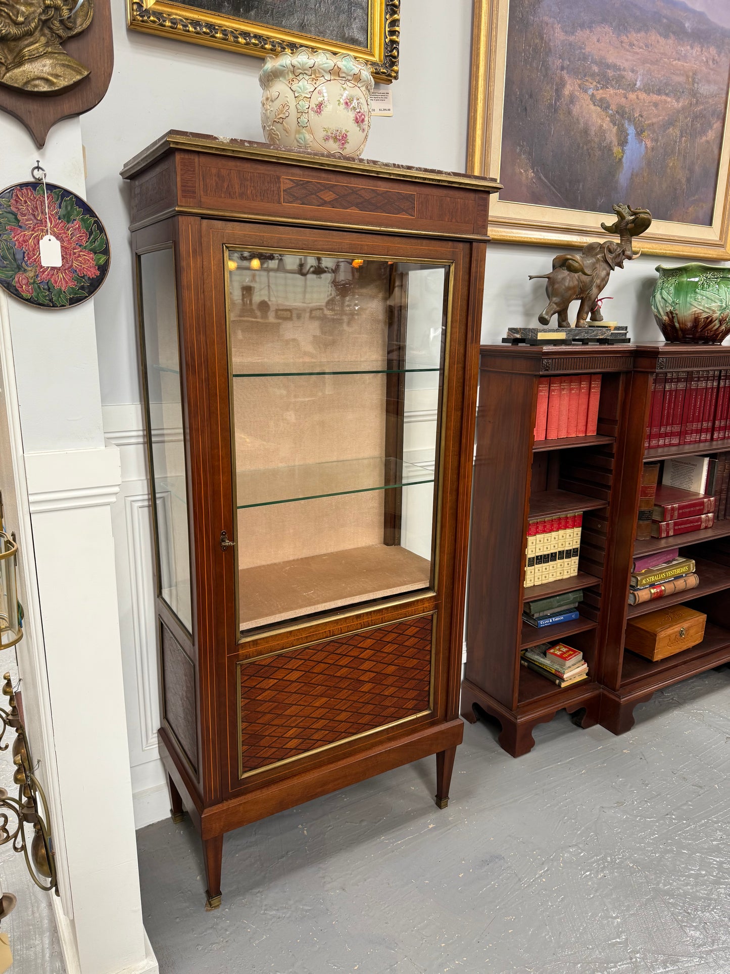 Very Attractive French Louis XVI Style Parquetry Inlay Vitrine