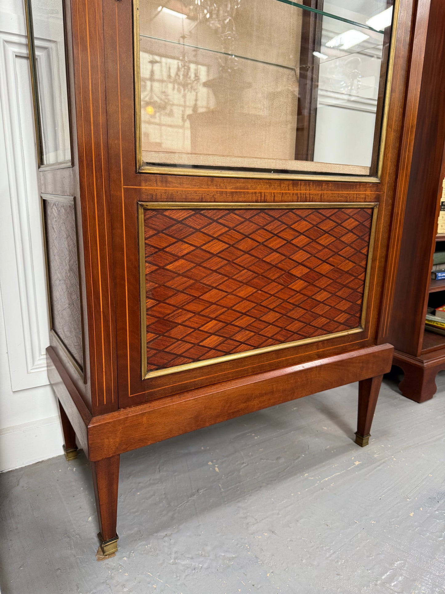 Very Attractive French Louis XVI Style Parquetry Inlay Vitrine