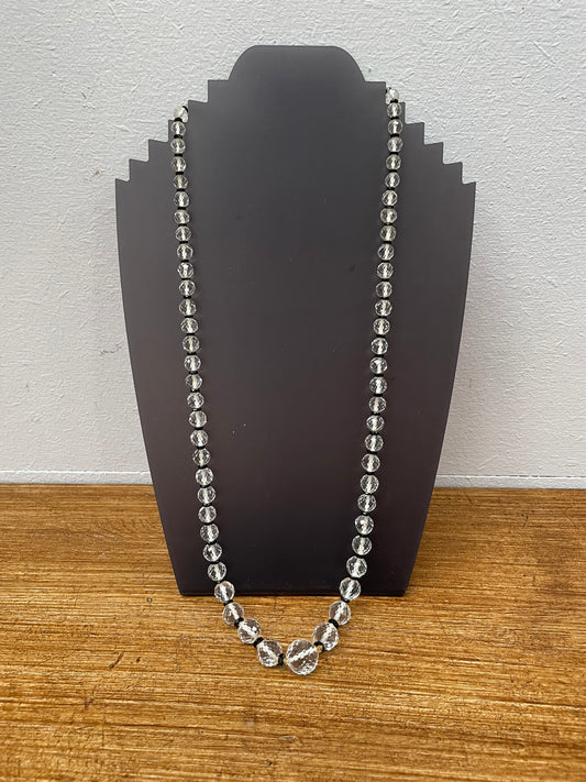 Stylish Vintage Art Deco Style Crystal & Jet Necklace