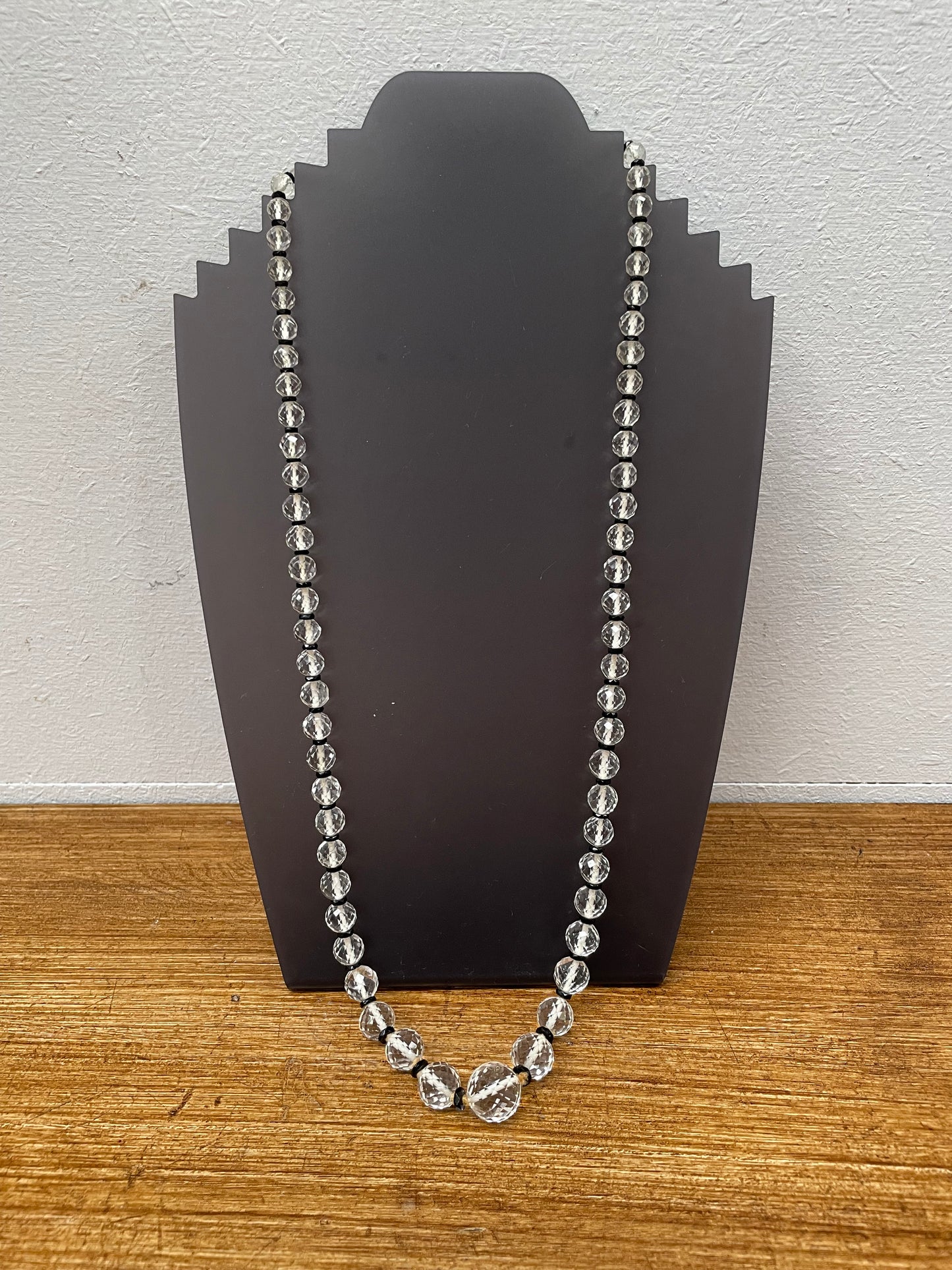 Stylish Vintage Art Deco Style Crystal & Jet Necklace