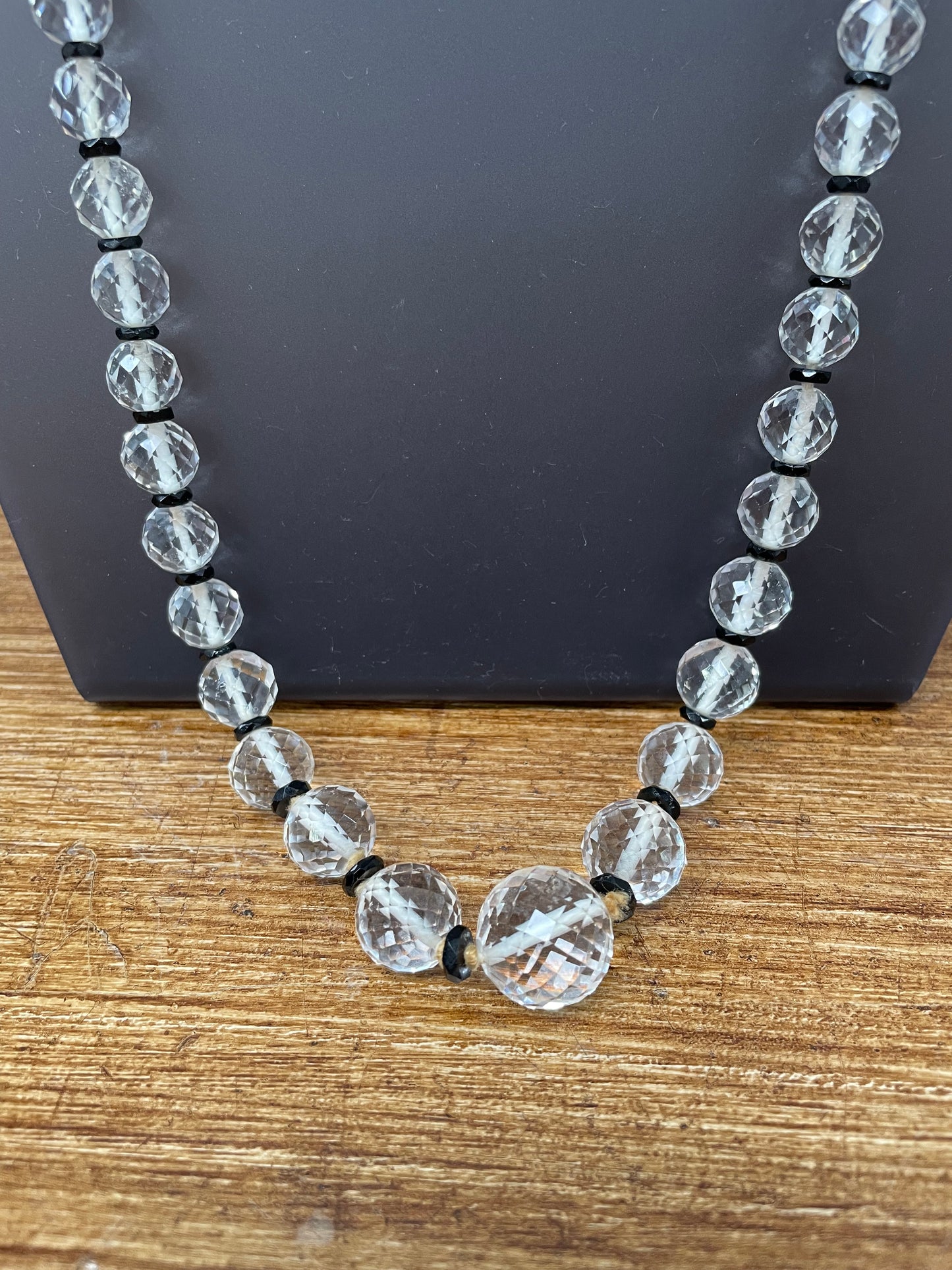 Stylish Vintage Art Deco Style Crystal & Jet Necklace