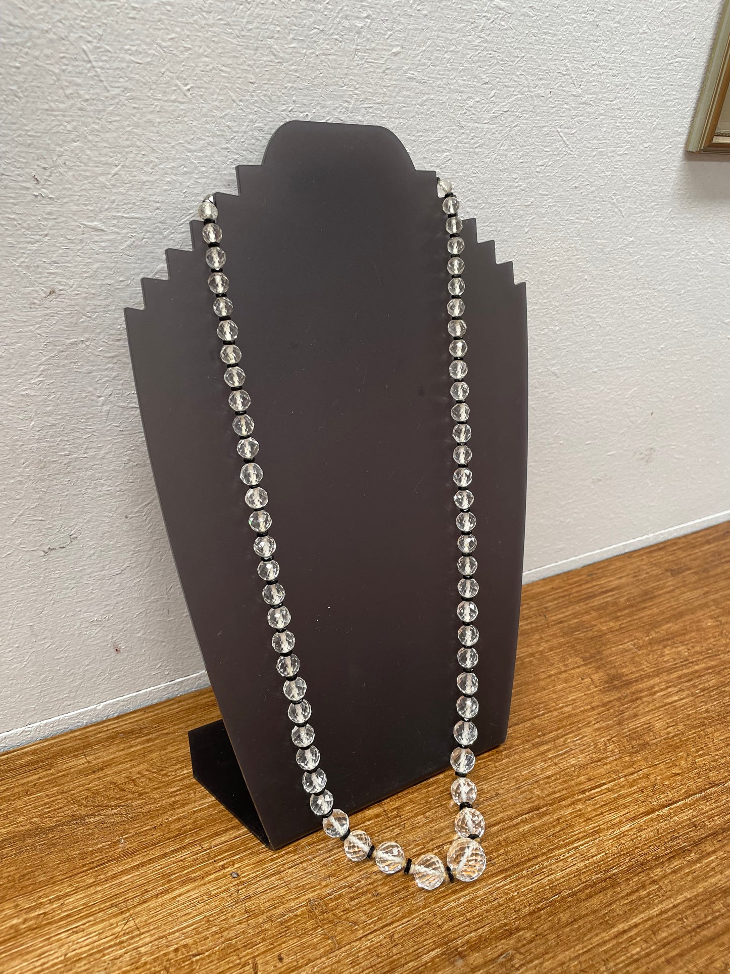 Stylish Vintage Art Deco Style Crystal & Jet Necklace