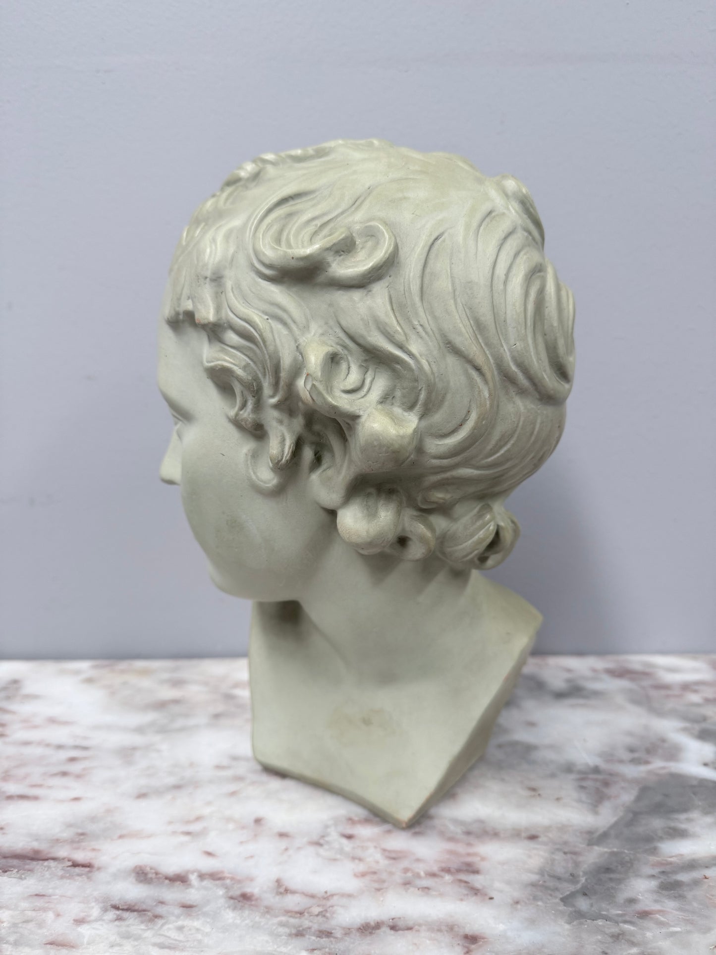 Beautiful Bust of Eros In French Glazed Terracotta