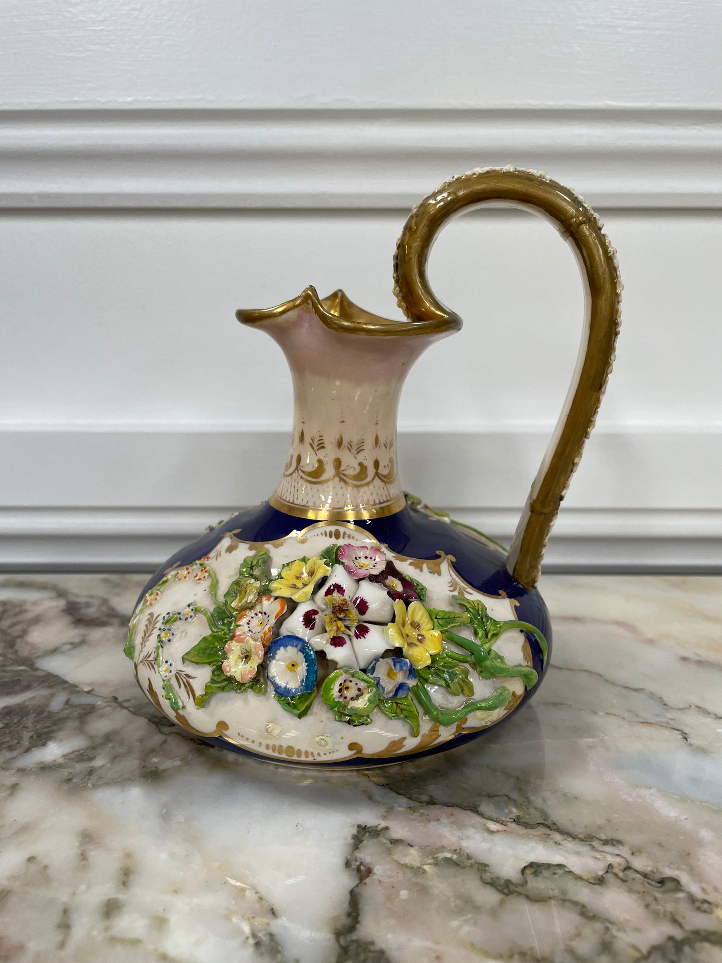 Bloor Derby Jug with Flowers In Relief