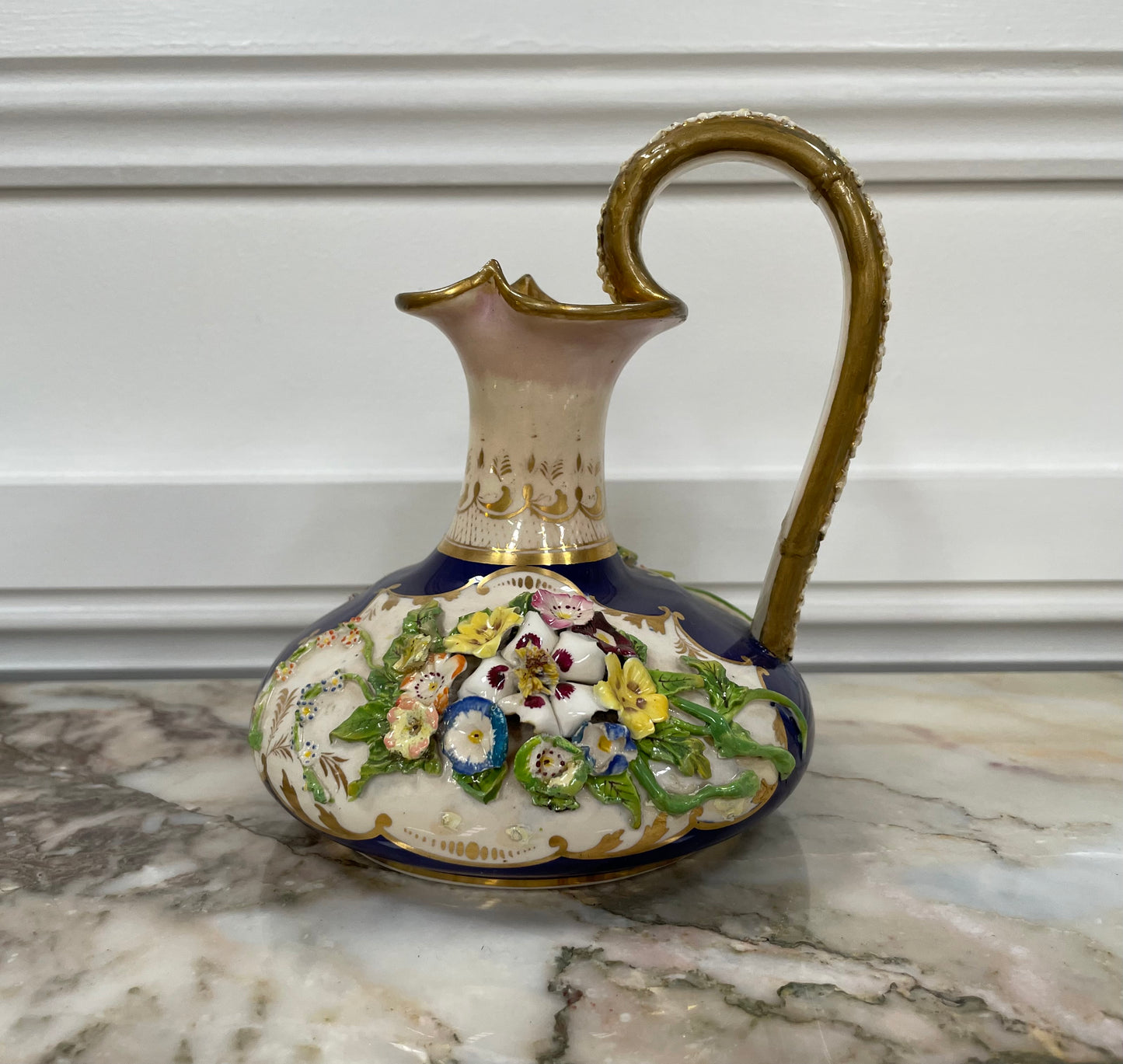 Bloor Derby Jug with Flowers In Relief